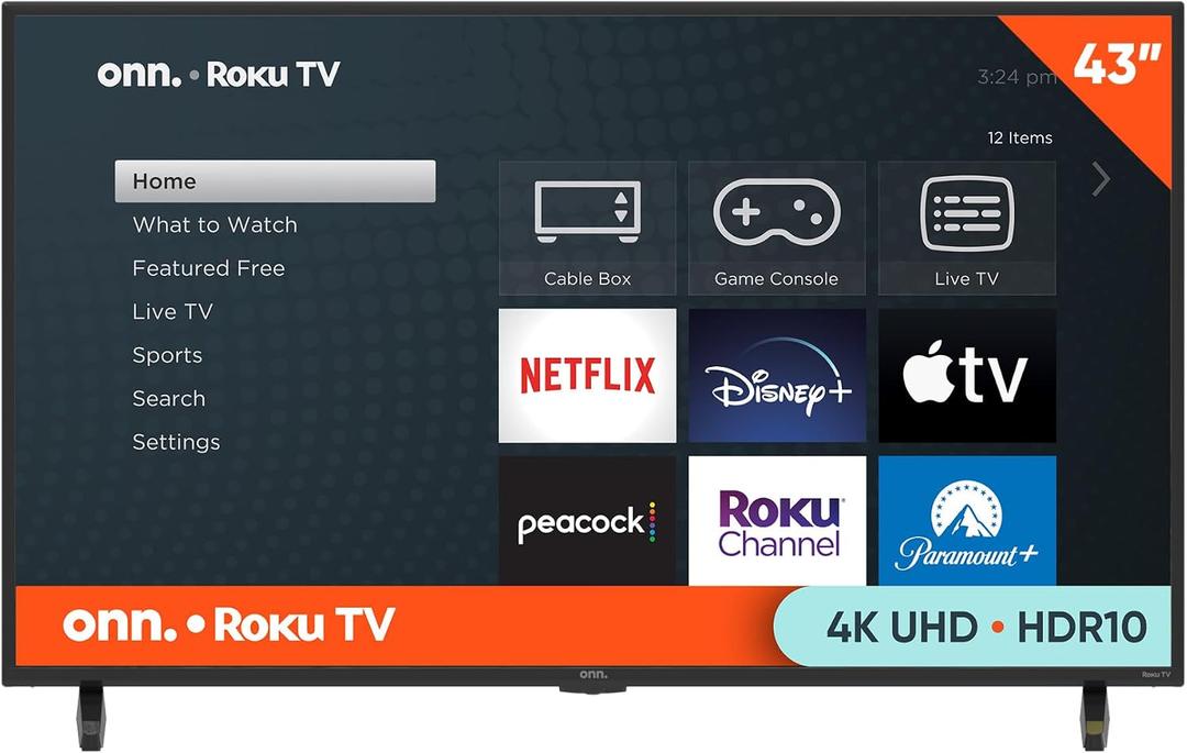 ONN 43-Inch Class 4K Ultra HD LED Smart TV HDR (2160p) Resolution, 60 Hz Refresh Rate, DLED Display, Wireless Streaming - 100012584 