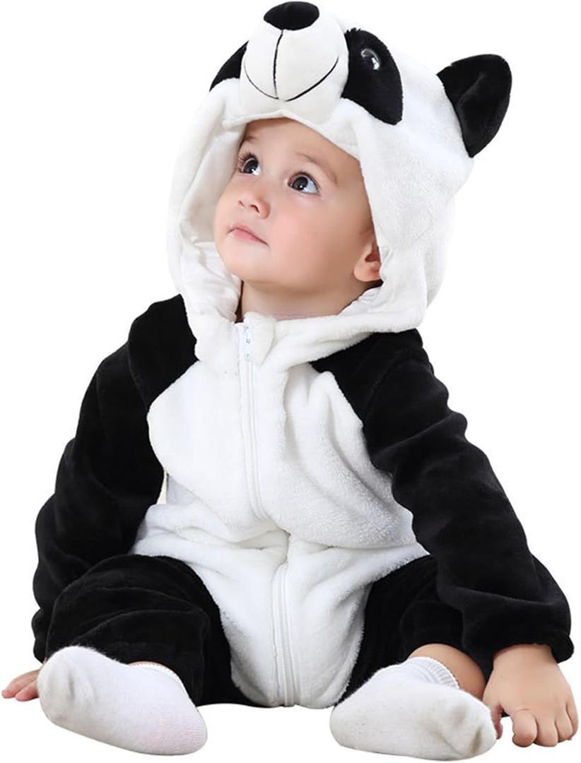 CuteOn Toddler Halloween Costume Onesie Cosplay Romper Christmas Infants Baby Costume Panda 3Months-4Years (Recommended height 75-85cm, White&black) Size 90/73