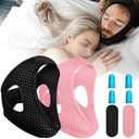 Chin Strap for Sleeping User, Anti Snore Chin Strap to Keep Mouth Closed, Airflow Jaw Strap for Sleep Anti Snoring Chin Straps for Men Women Stop Snoring Strap with Earplugs (2pack)