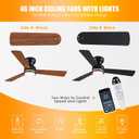 Asyko 46" RGB Ceiling Fans Light,Low Profile Ceiling Fans with Lights and Remote,Modern Flush Mount Ceiling Fan Light with Quiet Reversible DC Motor for Bedroom Kids Room
