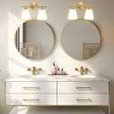 Hamilyeah Gold Bathroom Vanity Light Fixture with Frosted Glass Shade, 2 Light Vanity Lighting Fixture Over Mirror, 2 Bulb Wall Lamps for Bathroom, Restroom, Living Room, 2-light Milk Glass
