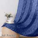 Lecloud Leia Dusty Blue Sheer Curtains 96 Inches Long 2 Panels, Jacquard Textured Airy Semi Sheer Voile Drapes, Rod Pockets Farmhouse Living Room Bedroom Window Treatments, 40 W x 96 L