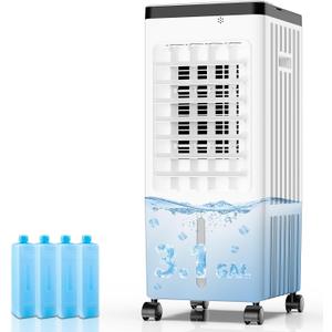 Portable Air Conditioners, Room Air Conditioners, Cooling Up to 20H, Swamp Cooler with 4 Ice Pack, Ac Unit with Timer, 3 Speeds, 120Swing Swamp Cooler for Room Kitchen Bedroom Garage Pets