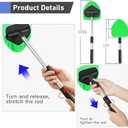 desin Windshield Cleaning Tool, Car Window Cleaner Windshield Cleaner with 4 Reusable and Washable Microfiber Pads and Extendable Handle Auto Inside Glass Wiper, Dark Green