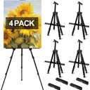 AROIC 4 Pack Art Painting Display Easel Stands,Portable Adjustable Aluminum Metal Tripod Artist Canvases Height from17 to 66 Inch Extra Sturdy forTable-Top/Floor Painting. Black with 4 Storage Bag