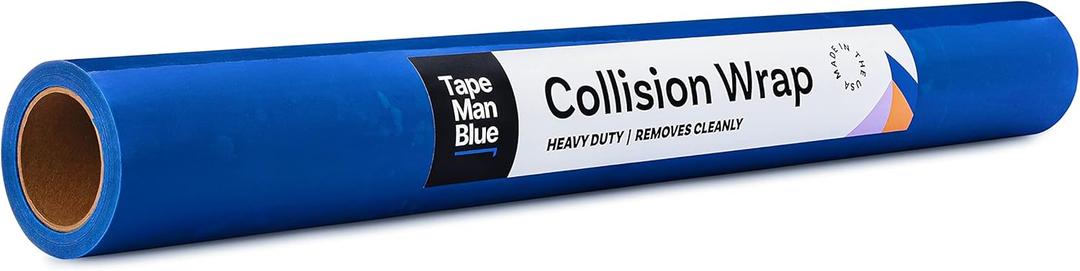 Crash/Collision Wrap, 36 inch x 100 feet, Blue Collision Wrap for Damaged Vehicles & Car Windows, Self Adhesive Broken Window Cover for Cars, Clean Removal Automotive Wreck Film, Made in America