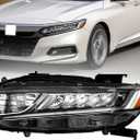 Fits for 2018 2019 2020 Honda Accord Headlights Sport LX EX EX-L,Halogen High Beam with LED DRL Headlamp Replacement Left Driver Side HO2502187 33150-TVA-A01