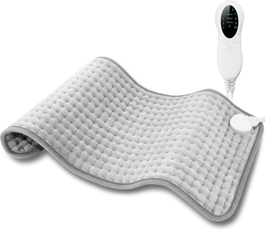 Electric Heating Pad for Period Cramps & Back Pain Relief, Birthday & Mothers Day Gifts for Mom Dad Women Men, Portable Heat Pad for Neck and Shoulders, 10 Heat Settings, ETL Certified, 12"x24"