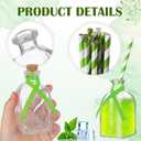 Baderke 12 Pcs Glass Bottles with Cork and Straw 4 oz Mini Empty Glass Bottle for Drinks Reusable Liquor Bottles with Silk Ribbon and Funnels for Cocktail, Wedding Party(Green)