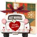 10 x Wedding Gifts for Couples 2025, First Christmas Married Ornament 2025 - Just Married Wooden Ornament - Mr and Mrs Bridal Shower Gifts for Bride Newlyweds, Wedding Gift for Christmas Decorations