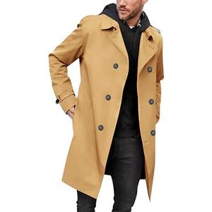 Gafeng Mens Double Breasted Trench Coat Notched Lapel Casual Slim Fit Long Windbreaker Overcoat, Medium