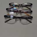 3 Pack Progressive Multifocus Reading Glasses for Women Men No Line Multifocal Readers Metal Half Frame Eyeglasses with Spring Hinges (Multicolor, +2.25)