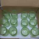 Hobnail Drinking Glasses Set of 12 Count, Vintage Glassware, Old Fashioned Glasses, 6 Highball Bubble Drinking Cups 14.5 oz, 6 Rocks Cups 10 oz with 6 Silicone Coasters, Green