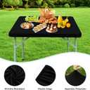 Wolkemer 2 Pack Black Fitted Tablecloth 34x34 Inch Square Elastic Edges Table Cloth, Spandex Stretch Table Cover with Machine Washable Fabric for Wedding Party Picnic Dining Indoor Outdoor