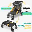 Petbobi Dog Stroller for Large & Medium Dogs - Easy Fold Dual Entry Pet Stroller with One-Foot Brake, All Terrain Wagon Cart with Air Mesh, Ideal for Large Senior Pets up to 80 lbs, Black