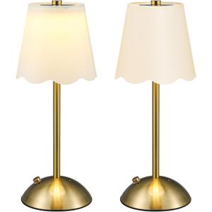 2 Pack Rechargeable Cordless Table Lamps 11.8 Inch Touch Battery Operated Gold Desk Lamps with 3 Color Dimmable for Bar Bedroom Living Room Dining