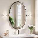 ULIKE Black Bathroom Mirror 20x30 - Shatter-Proof Tempered Glass, Wavy Metal Frame, Wall Mount Oval Mirror for Over Sink/Vanity (H or V), Matte Black Bathroom Entryway Decor