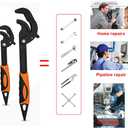 Multi-function Magic Wrench Universal Adjustable Wrenches 1045 Steel, Pipe Wrench Set 10.5 and 15-Inch,2-Piece (Small+large (2 Pcs))