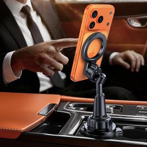 Miracase for MagSafe Car Mount, [Strong Magnetic] 2026 Hands Free Phone Holders for Your Car, Universal Cup Holder Phone Holder for iPhone 17 16 15 14 13 12 Pro Max, Samsung & More Smartphones