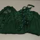 Lilosy Sexy Garter Belt Mesh Lace Babydoll Lingerie Dress Set with Thong (5X-Large, Dark Green)