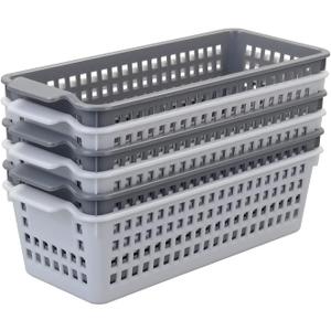 Kiddream 6 Pack Small Storage Baskets, Slim Plastic Baskets Bins, 11.57" x 5" x 3.42"