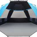 Easthills Outdoors Instant Shader Dark Shelter XL Beach Tent 99" Wide for 4-6 Person Sun Shelter UPF 50+ with Extended Zippered Porch Pacific Blue