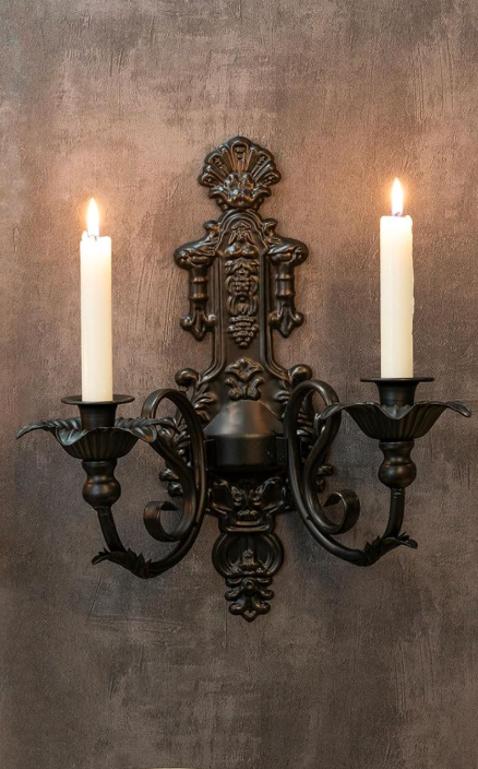 Candle Sconce,Metal Gothic Wall Decorations-Rustic Home Decor-Black Wall Candle Sconces,Ideal for Stick Candles