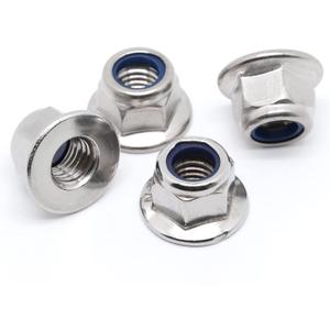M6-1.0 Flange Nylon Insert Lock Nuts Flanged Locknuts, DIN 6926, Stainless Steel 18-8 (304), Bright Finish, 25 PCS