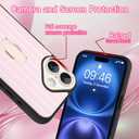 KANGHAR for iPhone 16 Case Stand White and Pink Stripes Full Body Rugged Shockproof Protection Glossy Protective Slim Case 6.1 Inch