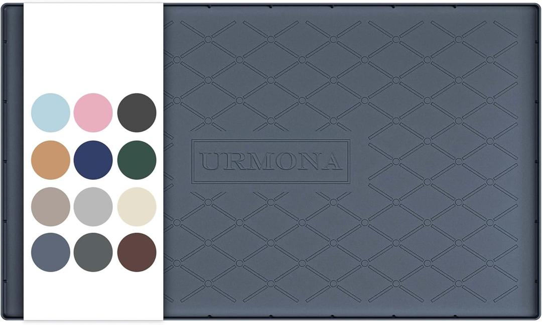 URMONA 37" x 22" Waterproof Silicone Mat in Multiple Sizes & Colors, Under Sink Mat for Kitchen & Bathroom, Pet Food Pad for Dogs & Cats, Kitchen Cabinet Liner, Multi-Purpose for Storage Gray