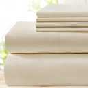 BYSURE 6 Pieces Bed Sheets Set(King, Cream/Beige) - Hotel Luxury Super Soft 1800 Thread Count 100% Microfiber Sheets with Deep Pockets, Wrinkle & Fade Resistant