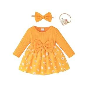 Toddler Flower Girl Dress Winter 18 Month Girl Clothes Yellow Wedding Dress Baby Princess Party Birthday Dresses for Girls Tulle Christmas Dresses 24 Months Girls Clothes