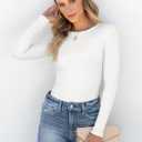 ANRABESS Women Long Sleeve Shirts Rib Knit Slim Fit Tops Basic Tee Spring Outfits Casual T-Shirt Underscrubs Layer Clothes (White, M)
