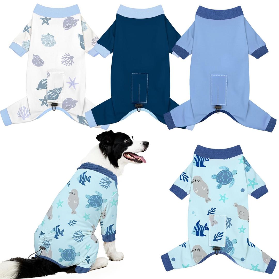 4 Pack Dog Pajamas Pet Costumes Dog Jammies Onesies Sweatshirt Adjustable Breathable Stretchy Clothes for Puppy Small Medium Large Dogs Girls Boys,XXXL