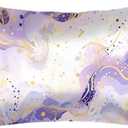 Bardic Gold Purple Giltter Marble Satin Pillowcase for Hair and Skin Silk Washable Pillowcase, Pillow Cases Cooling Satin Pillow Covers with Envelope Closur-20 * 30in, Queen