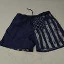 Mens Swim Trunks with Compression Liner, 7 Inch Inseam Stretch Quick Dry Swimsuit Swimming Short, Navy Flag Beach Board Shorts Built-in Swimwear Bathing Suit for Men, Large