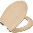 Toilet Seat, Slow Close, Premium Moulded Wood, Quick Release, Nordic Light Oak Look, PIKLiDS, Laminated Woodgrain Finish (Round)