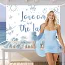Love on the Lake Backdrop Lake Bachelorette Party Decorations Camping Bach Weekend Photography Background Surfboard Sunglasses Hat Juice Photo Props for Women Lake Tahoe Bridal Shower Supplies 5*3ft