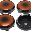 ACROPIX 4 Pcs Wheel Center Caps Hub Caps Rim Center Caps 2.42" 2.60" Wheel Caps Hubcap Center Covers Black Cover with Black Orange Label Plastic 6 Clips Black