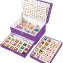 Earrings Jewelry Box for Girls, 5 Layers Jewelry Organizer with Earring Holder Organizer for Girls Earring Organizer Jewelry Boxes for Women Earrings and Necklaces Jewelry Box Organizer Purple (Large)