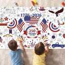 3 x OHOME 4th of July Giant Coloring Poster/Tablecloth - 250th Anniversary USA Decorations,Kids July 4th Crafts Games Activities Toys Decor Party Decor 250 America Merchandise