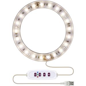 GEZICHTA LED Grow Lights, USB Angel Ring Lamp for Succulents, Height Adjustable(one Head), free size