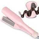 Tieumioe Beach Waves Curling Iron 1.4 Inch Double Barrel Waver, Ceramic Wave Iron for Hair Beach Waver Hair Crimper for Women, Anti-Scald, Dual Voltage Wavy Iron Deep Waver Hair Tool, Pink