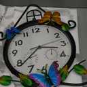 15'' Large Outdoor Clock, Wall Clock with Thermometer & Humidity Silent No-Ticking Outdoor Clocks Waterproof for Patio, Living Room, Kitchen (Black-house)