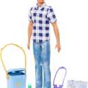 Barbie It Takes Two Camping Set with Blonde Ken Doll in Plaid Shirt & Accessories Including Cooler, Map & More