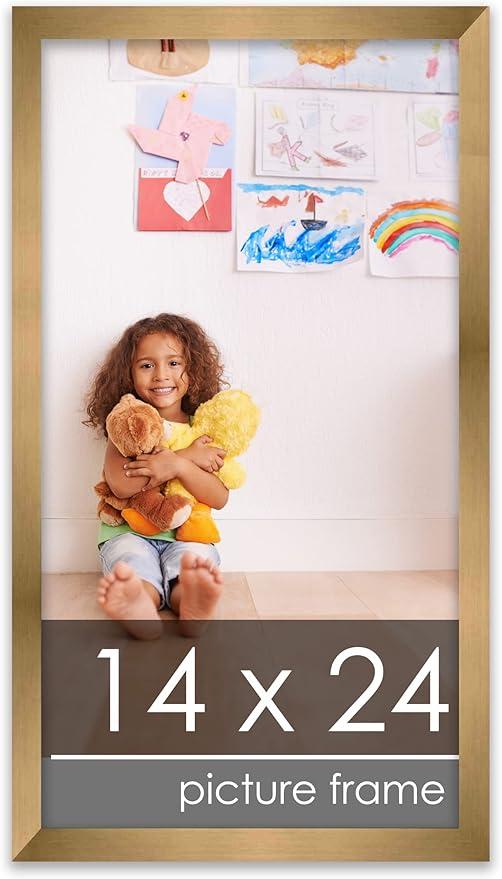 Poster Palooza 14x24 Frame Black Solid Wood Picture Frame | 0.75 Inch Moulding Width | Includes UV Acrylic Plexiglass, Foam Board Backing & Hanging Hardware