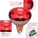 150W R40 Infrared Heat Lamp Bulb for Chicken Brooder, Pets, Reptiles, Bathroom & Sauna, E26 120V, 2000Hrs Red Light Therapy, 1-Pack