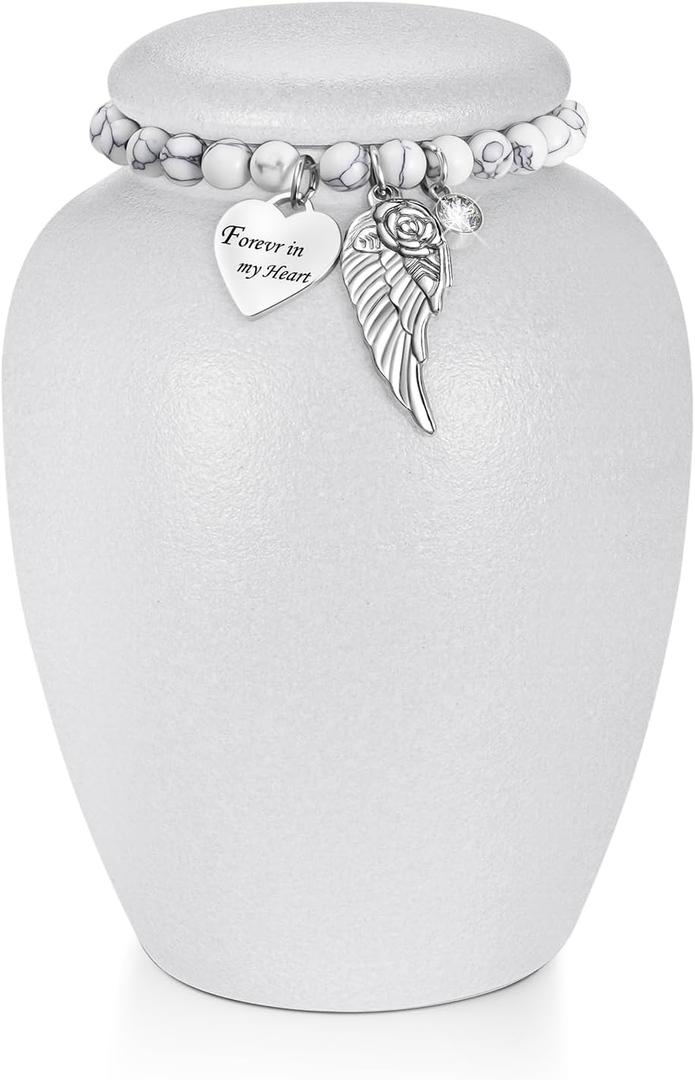 SOITIS Urn for Human Ashes Keepsake- 4.8 Inches White Ceramic Urn Ashes Keepsake, Memorial Holder Decorative Urn, Funeral Cremation Urns for Women Men Small Urn for Human Ashes