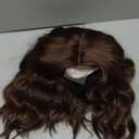 GUOJIAN Brown Mix Copper Bob Wig 14 Inch Short Wavy Curly Shoulder Length Wig for Women Middle Part Natural Looking Heat Resistant Synthetic Wigs for Daily Party Use