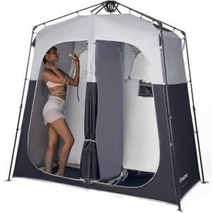 KingCamp Instant Shower Tent, Portable Superior Stable Privacy Shelter, 2 Large Rooms Outdoor Toilet Tent with Floor for Beach, Camping & Hiking, Setup in Under 60s